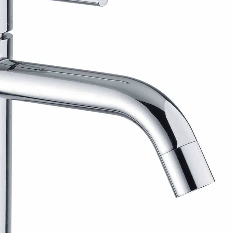 Bathroom Basin Mixer in Chromed Brass Modern Design Made in Itlay - Liro Viadurini
