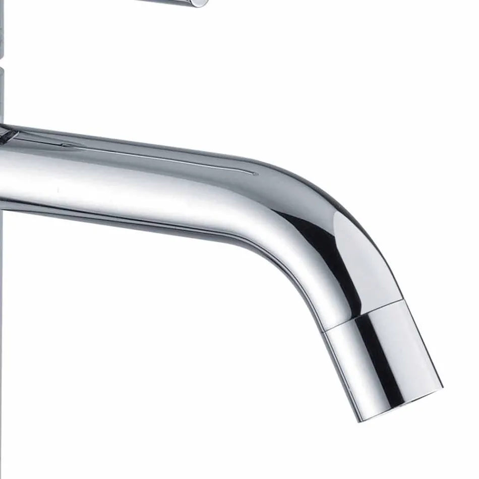 Bathroom Basin Mixer in Chromed Brass Modern Design Made in Itlay - Liro Viadurini