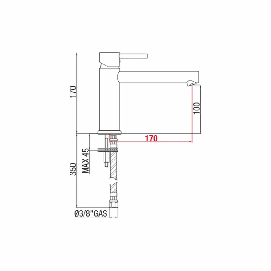 Brass basin mixer with spout 170 mm centre distance Made in Italy - Ermia Viadurini