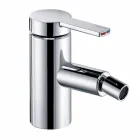 Modern bidet mixer with pop-up waste in chrome metal - zanio Viadurini