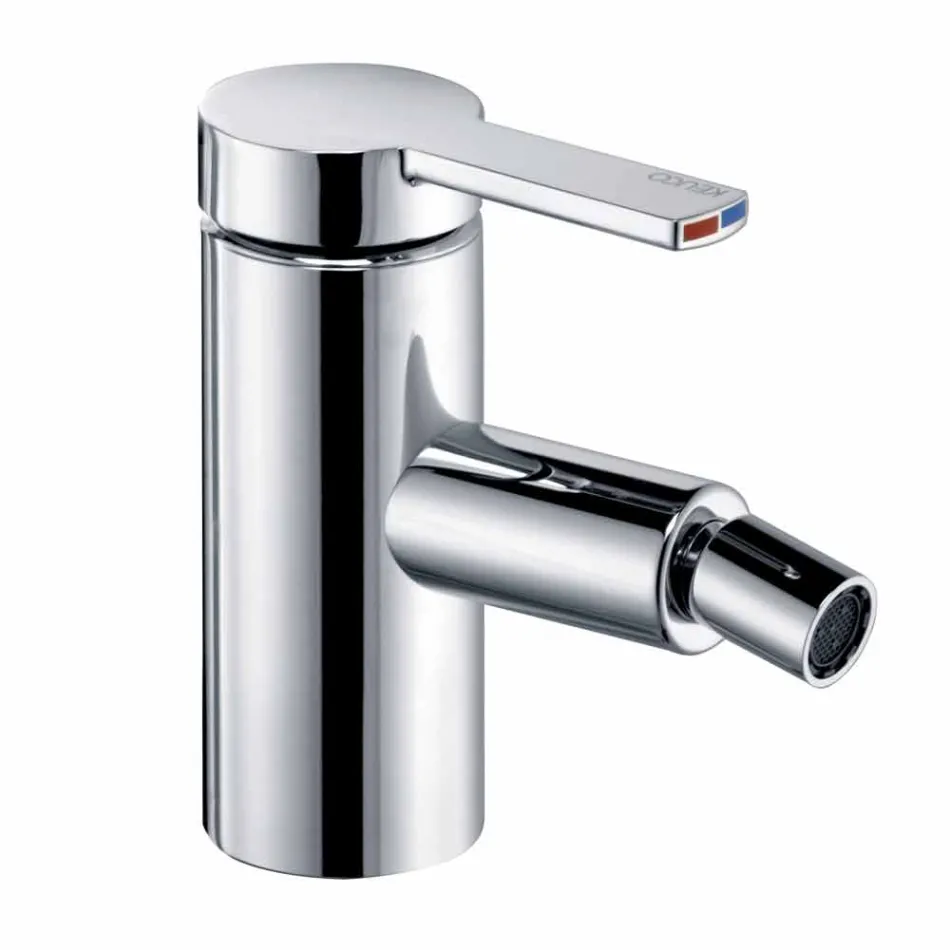 Modern bidet mixer with pop-up waste in chrome metal - zanio Viadurini