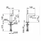 Modern Bathroom Washbasin Mixer in Chrome Finish Metal - Girino Viadurini