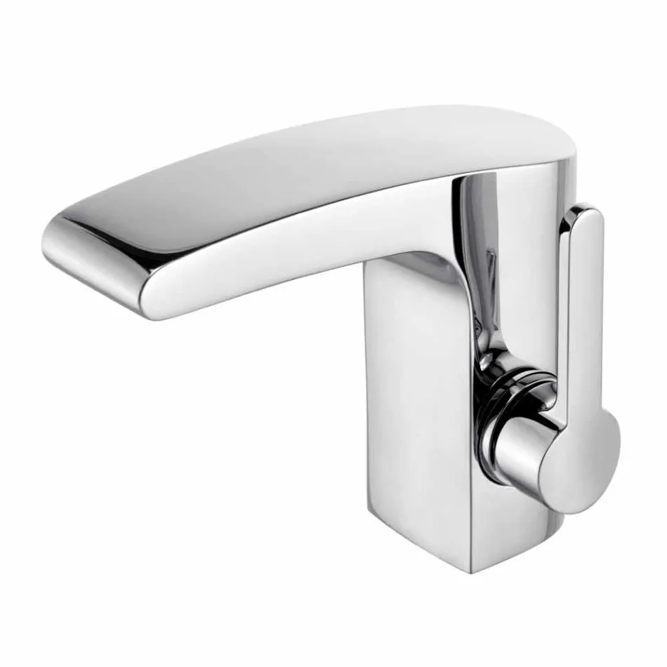 Modern Design Single-Lever Mixer for Bathroom Washbasin Chrome Finish - Gonzo Viadurini
