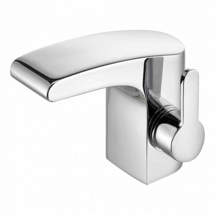 Modern Design Single-Lever Mixer for Bathroom Washbasin Chrome Finish - Gonzo Viadurini
