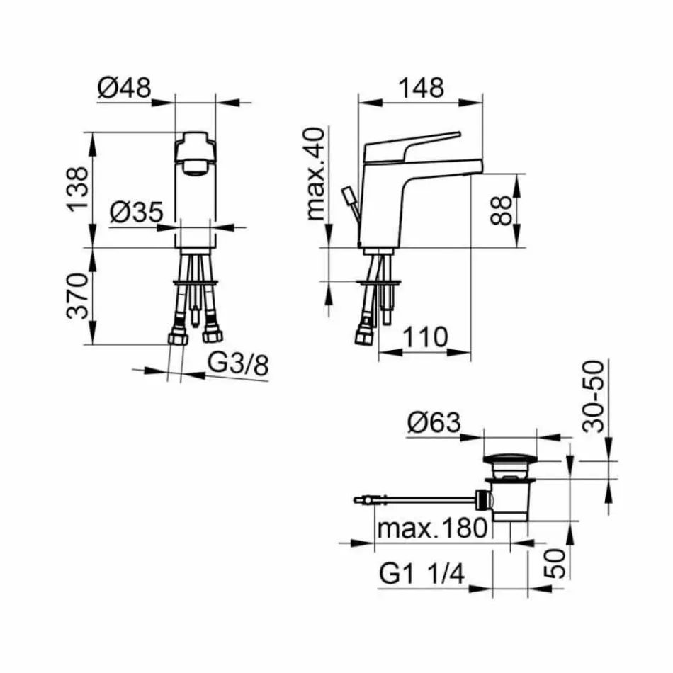 Modern Single-lever Bathroom Basin Mixer in Chromed Metal - Clari Viadurini