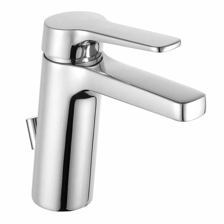 Modern Single-lever Bathroom Basin Mixer in Chromed Metal - Clari Viadurini