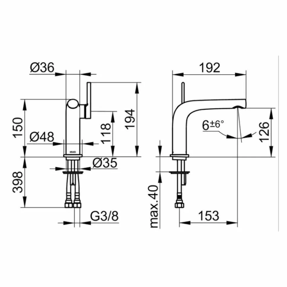 Modern Single-Lever Mixer for Washbasin Without Metal Drain - Pinto Viadurini