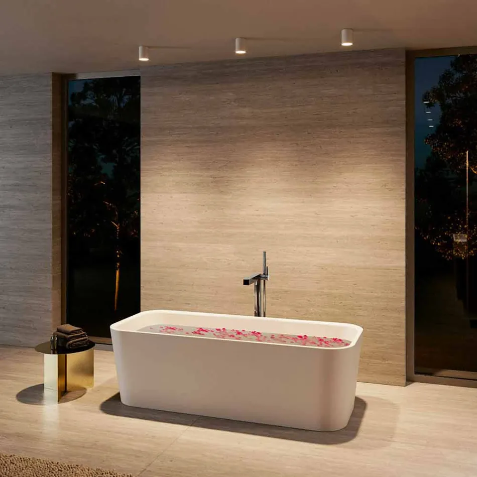 Modern Single-Lever Mixer for Bathtub in Chromed Metal - Girino Viadurini