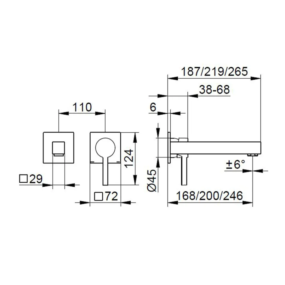 Single-lever wall-mounted basin mixer in brass - Erik Viadurini
