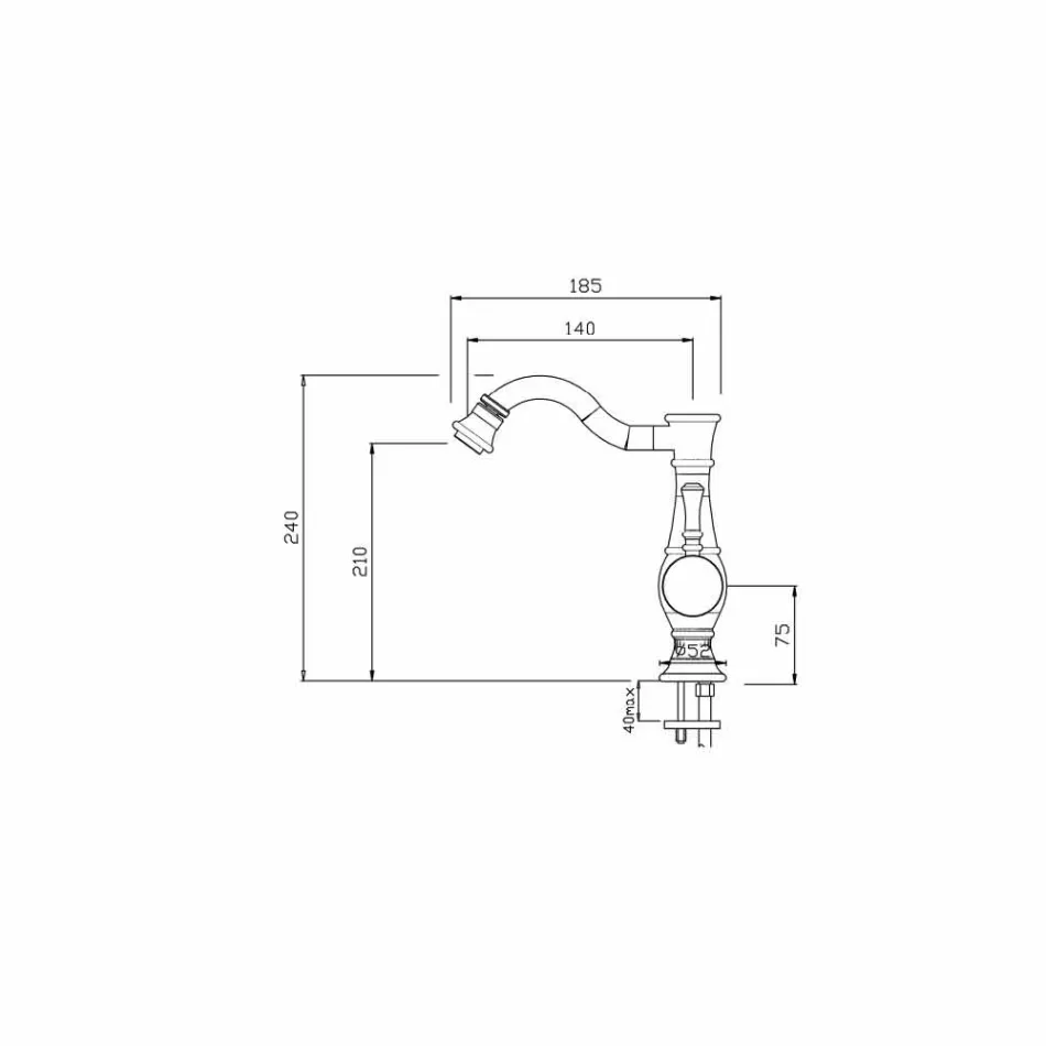 Bidet mixer with high swivel spout Made in Italy - Neno Viadurini