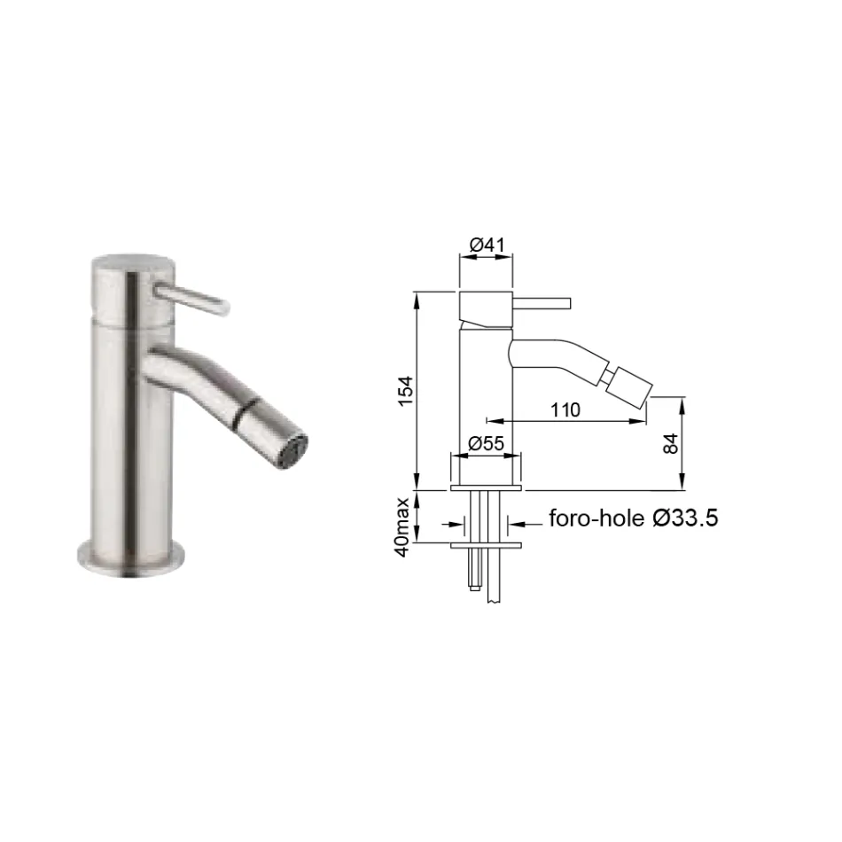 Bidet Mixer Without Drain in AISI 316L Steel - Artigli Viadurini