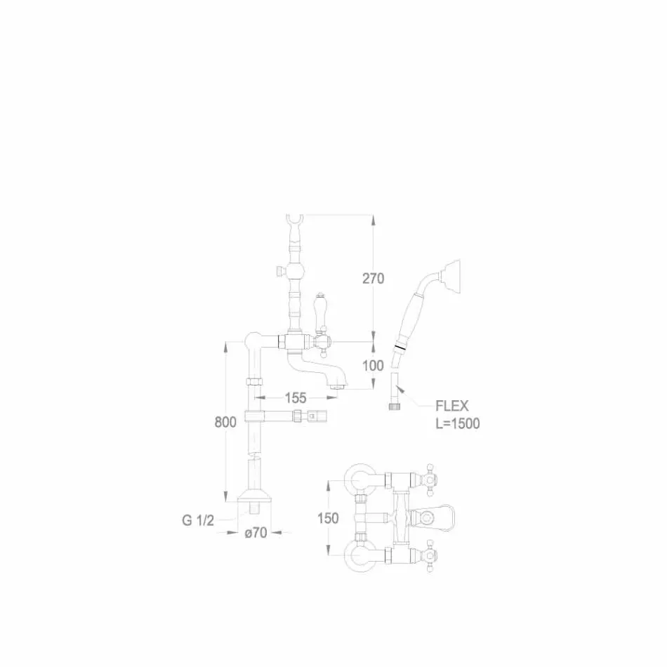 Classic Brass Bathtub Mixer Made in Italy - Eripio Viadurini