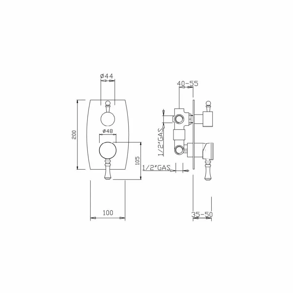 Shower mixer with 3-way diverter Made in Italy - Neno Viadurini