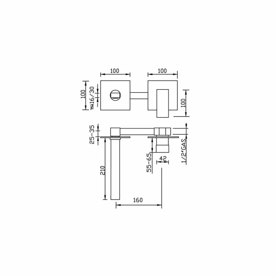 Made in Italy Design Wall Basin Mixer - Panela Viadurini