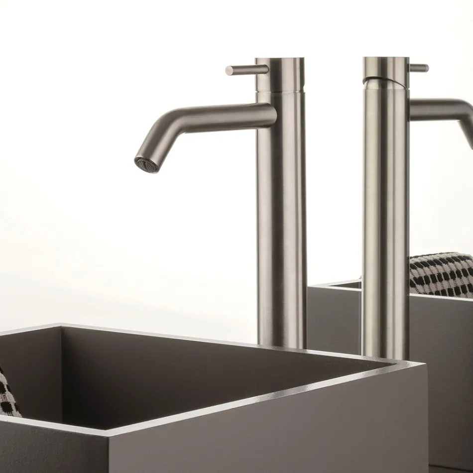 High Basin Mixer with Long Spout in AISI 316L Steel - Artigli Viadurini