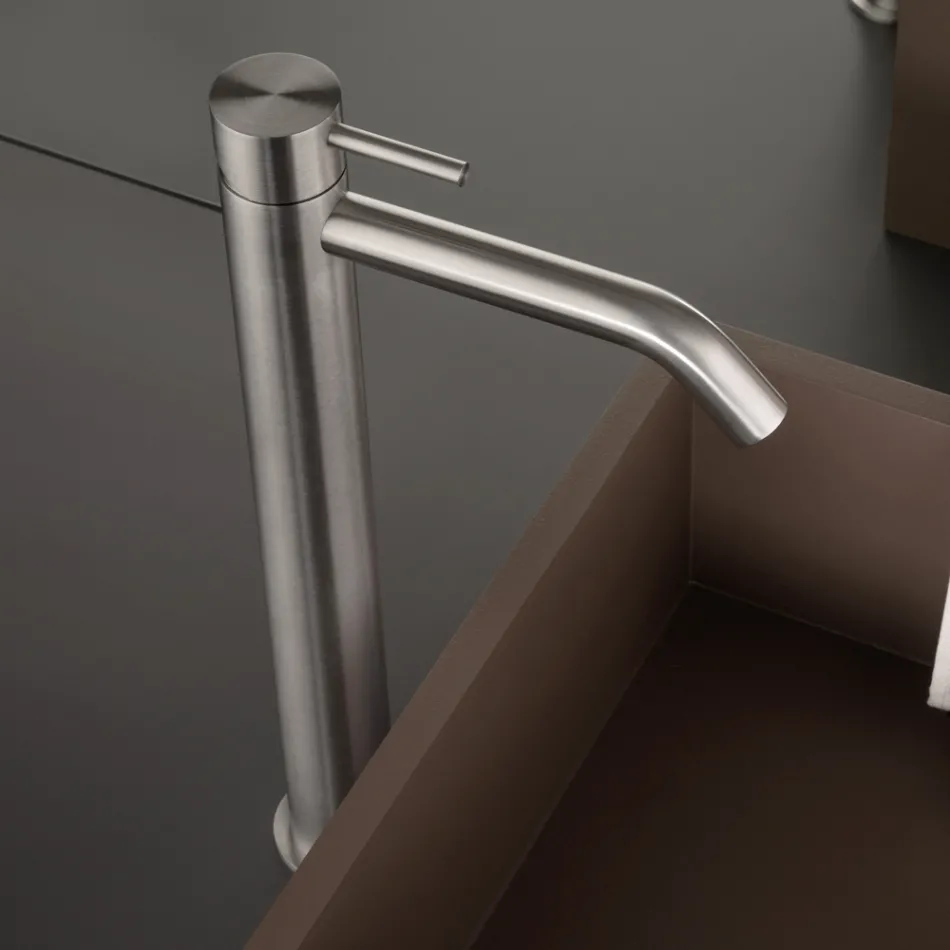 High Basin Mixer with Long Spout in AISI 316L Steel - Artigli Viadurini