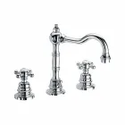 Modern Brass Three-Hole Bathroom Sink Mixer Made in Italy - Binsu Viadurini
