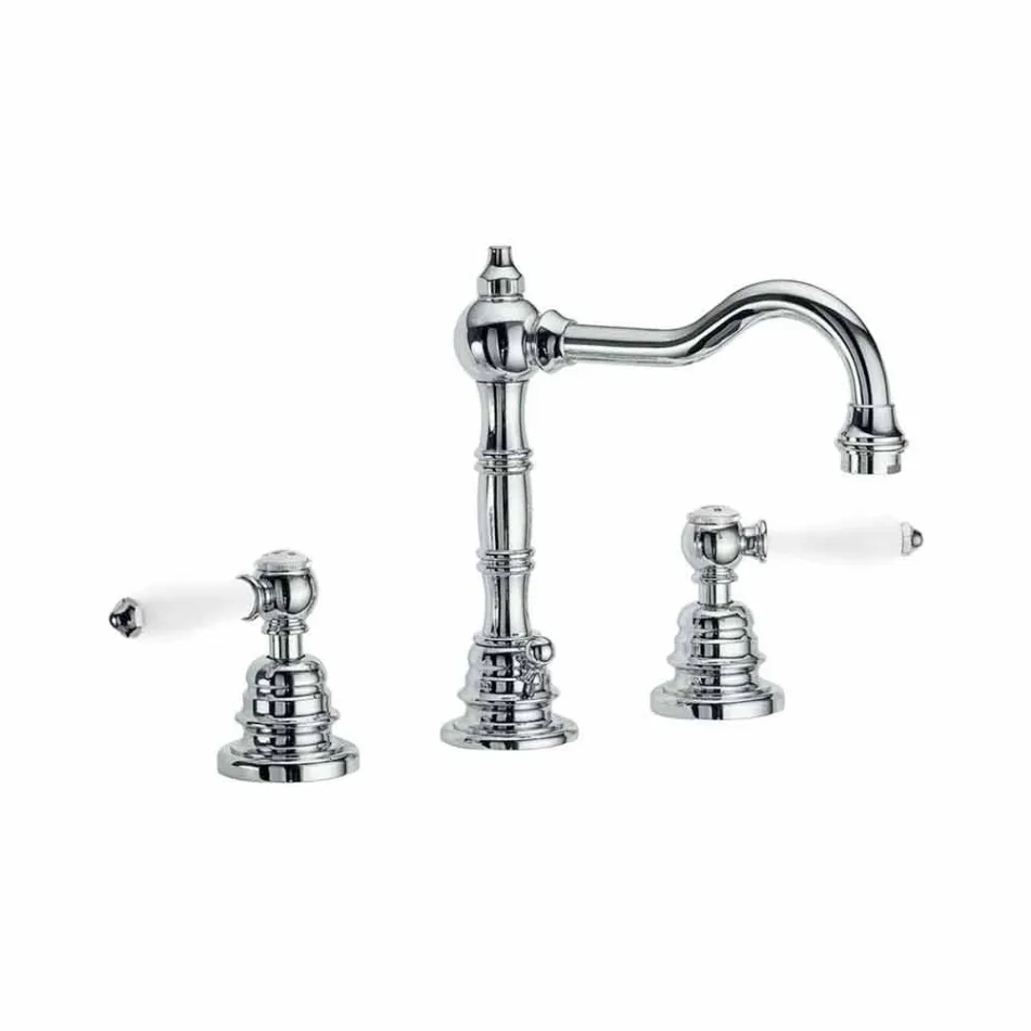 Countertop Bathroom Washbasin Mixer in Chromed Brass Made in Italy - Binsu Viadurini