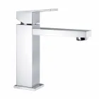 Bathroom Sink Mixer in Square Chromed Brass Made in Italy - Medida Viadurini