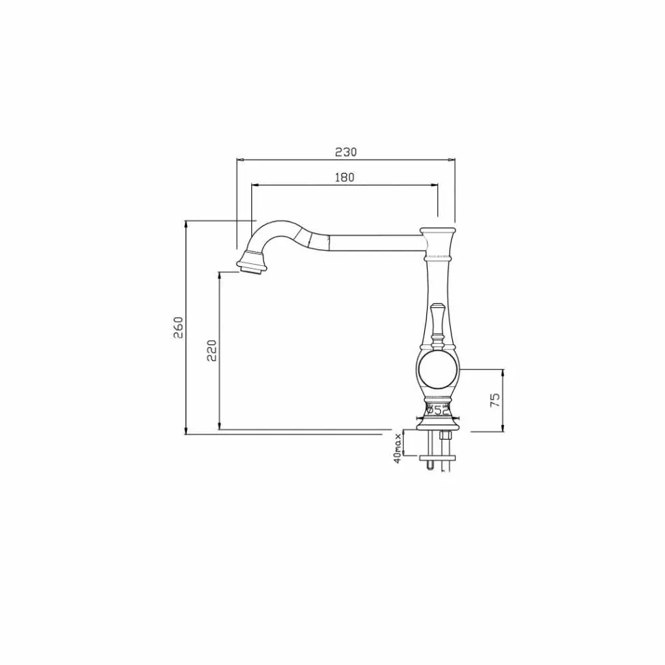 Washbasin mixer with high swivel spout Made in Italy - Neno Viadurini