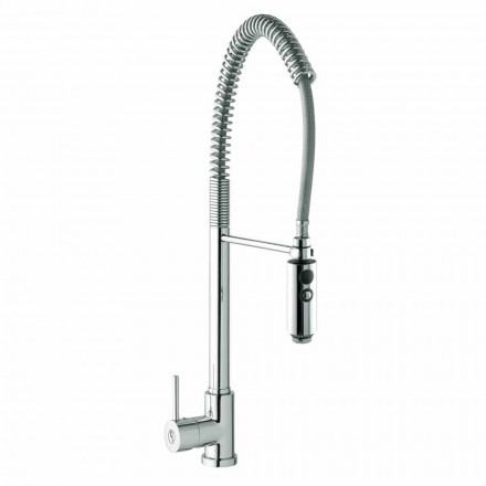 Kitchen Basin Mixer in Brass with Hand Shower Made in Italy - Kalimo Viadurini