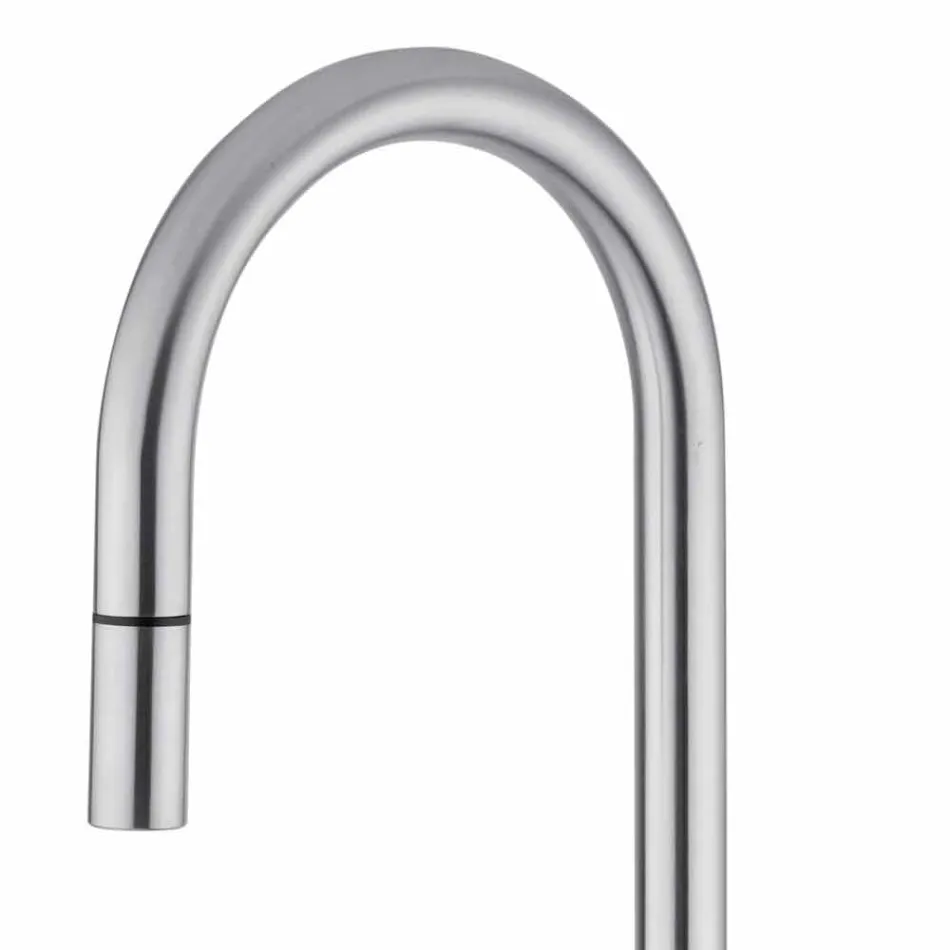 Adjustable Stainless Steel Kitchen Sink Mixer Made in Italy - Lilio Viadurini