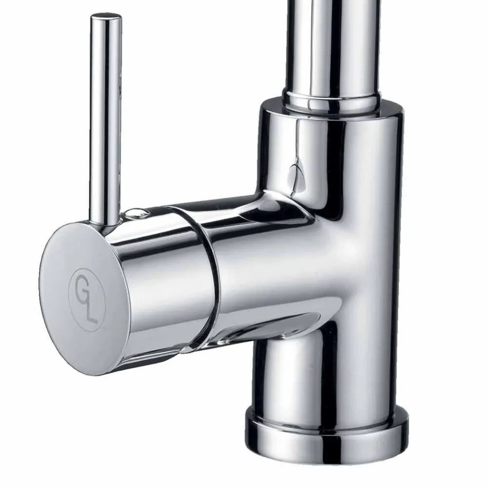 Brass basin mixer with ABS hand shower Made in Italy - Kalid Viadurini