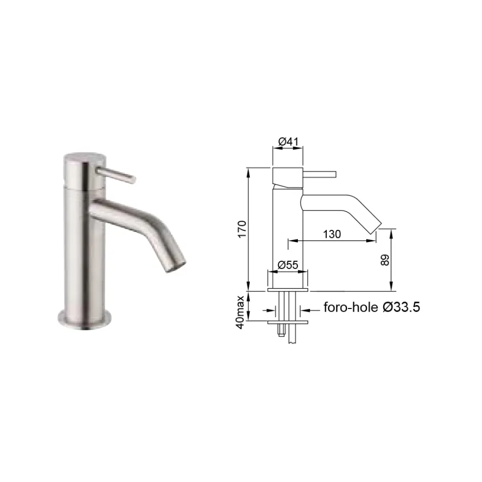 Stainless Steel AISI 316L Wasteless Sink Mixer Tap - Artigli Viadurini
