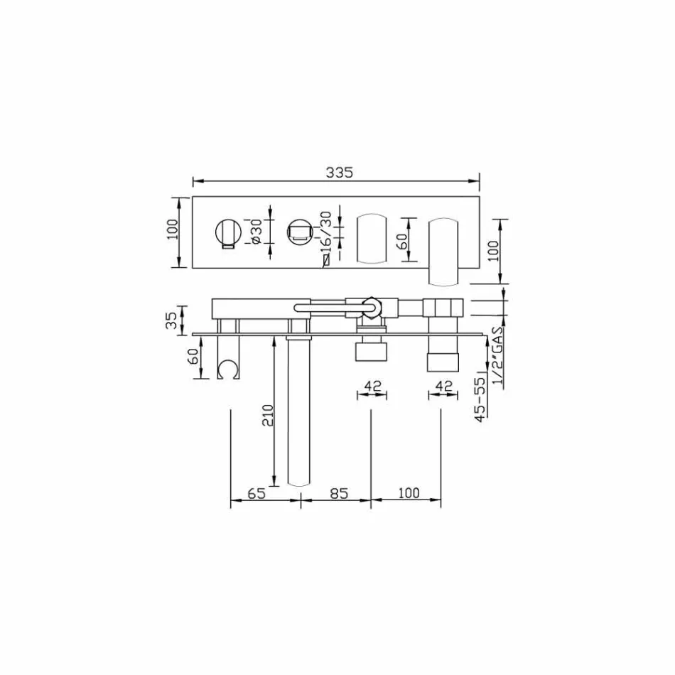 Modern Design Built-in Bath Mixer in Brass Made in Italy - Sika Viadurini