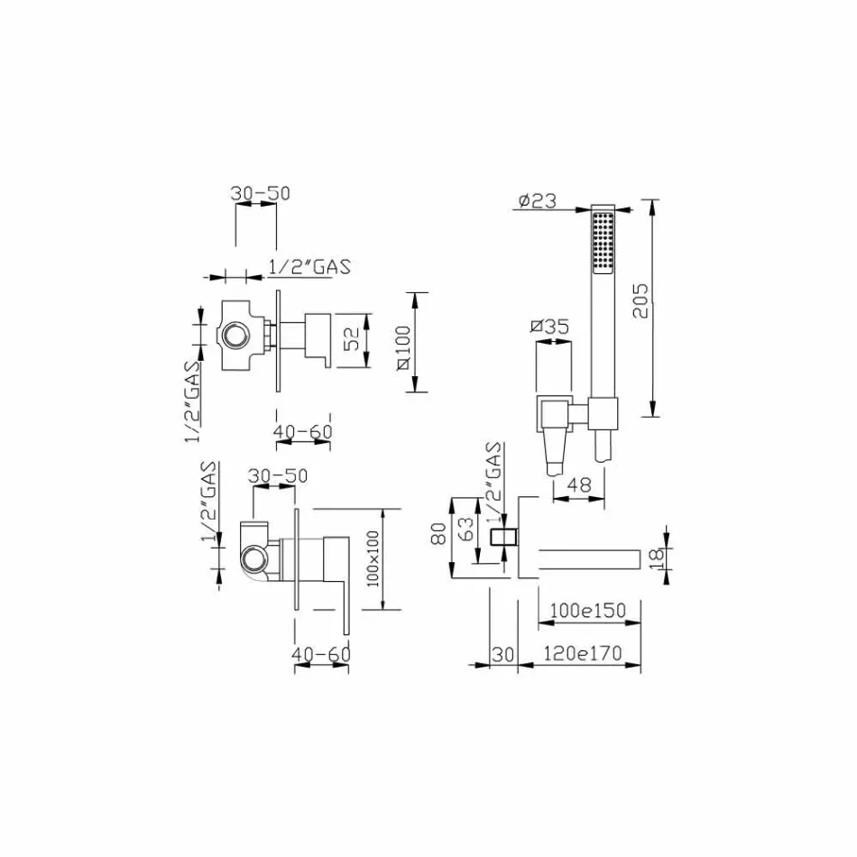 Made in Italy Design Built-in Bathtub Mixer - Bibo Viadurini