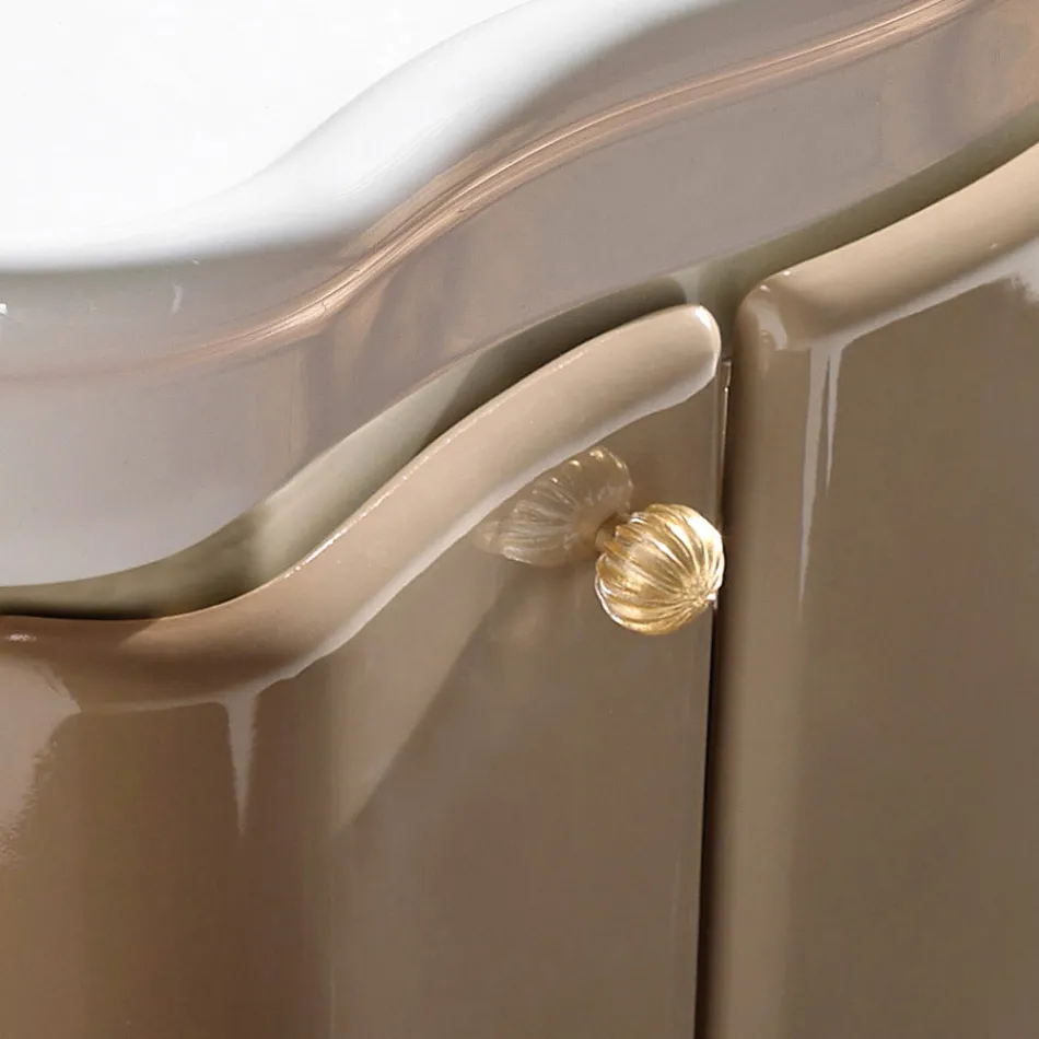 Cabinet with Two Doors and Glossy Lacquered Basket Made in Italy - Sweets Viadurini