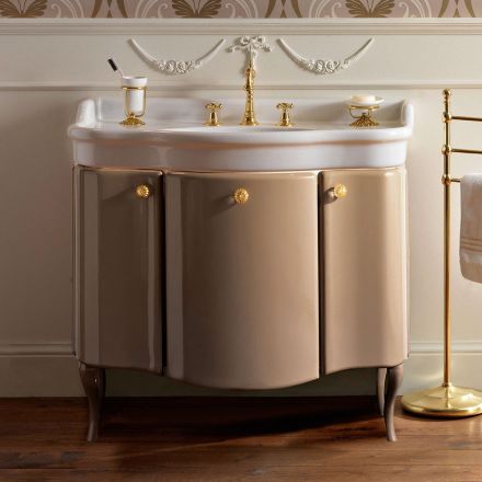 Cabinet with Two Doors and Glossy Lacquered Basket Made in Italy - Sweets Viadurini