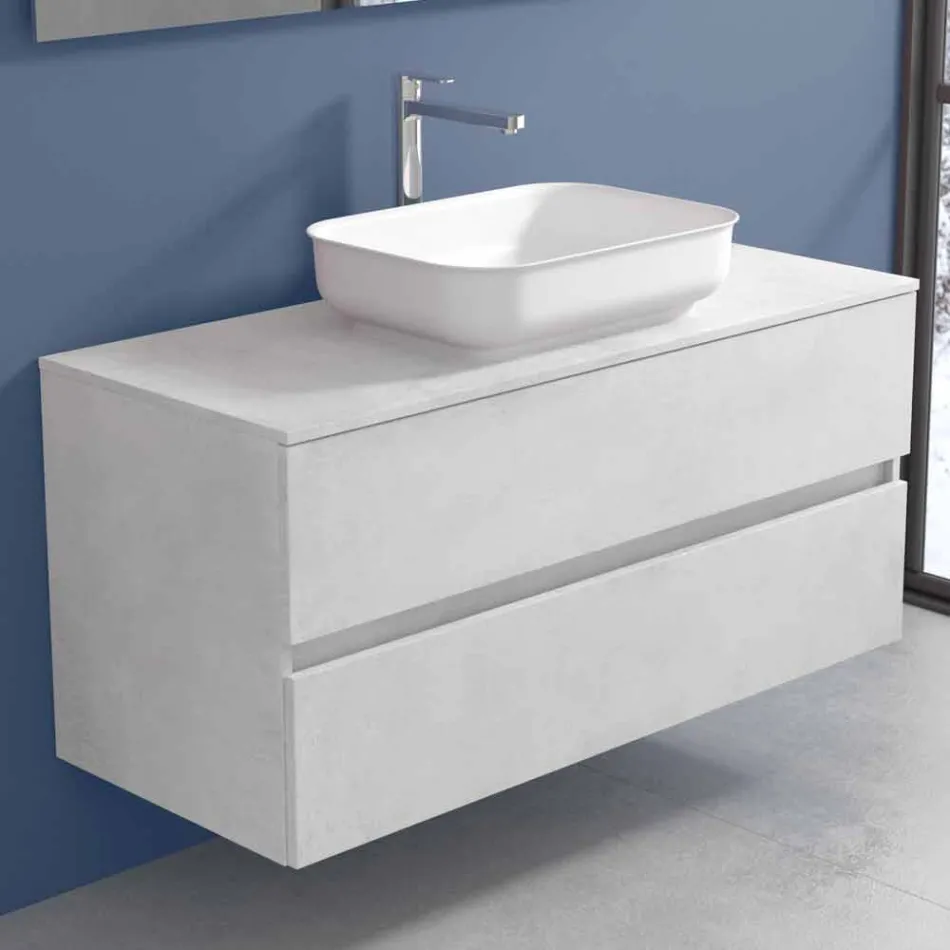 Suspended Bathroom Furniture with Washbasin, Design in 4 Finishes - Paoletto Viadurini