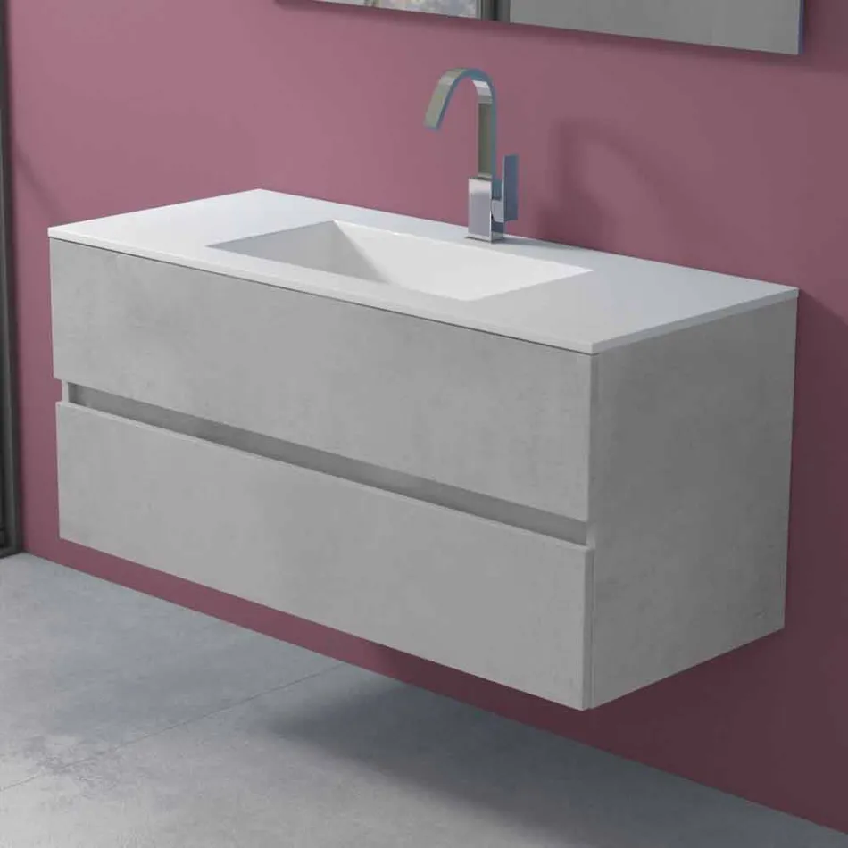 Suspension Cabinet for Bathroom with Integrated Washbasin in 3 Dimensions - Marione Viadurini