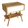 Free Standing Bathroom Cabinet in Natural Teak with White Mahogany Drawer - Gatien