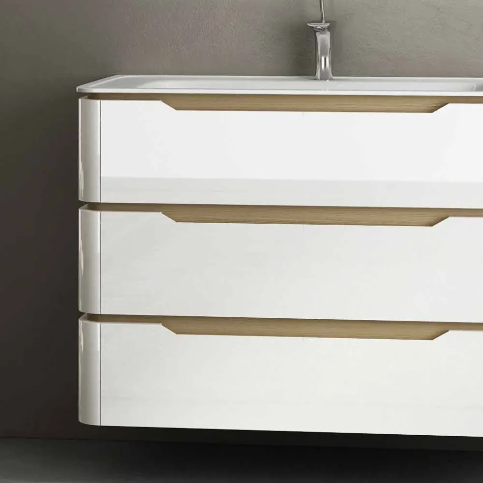 Bathroom cabinet with 3 drawers modern Arya wood, made in Italy Viadurini