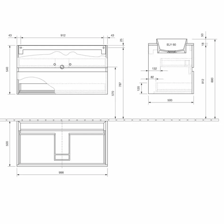 Bathroom cabinet with built-in washbasin, modern suspended design - Casimira Viadurini