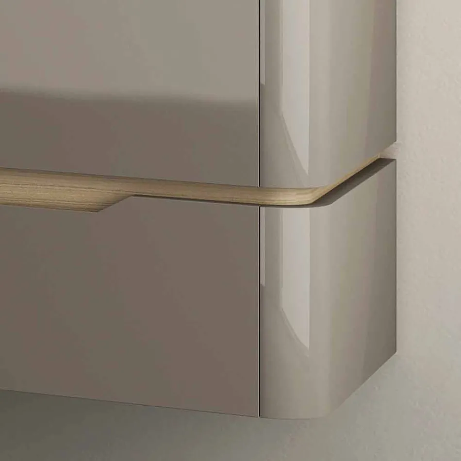 Bathroom cabinet with integrated design wooden sink Arya, made in Italy Viadurini