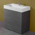 Modern Design Floor Bathroom Cabinet in Laminate with Resin Washbasin - Pompei Viadurini