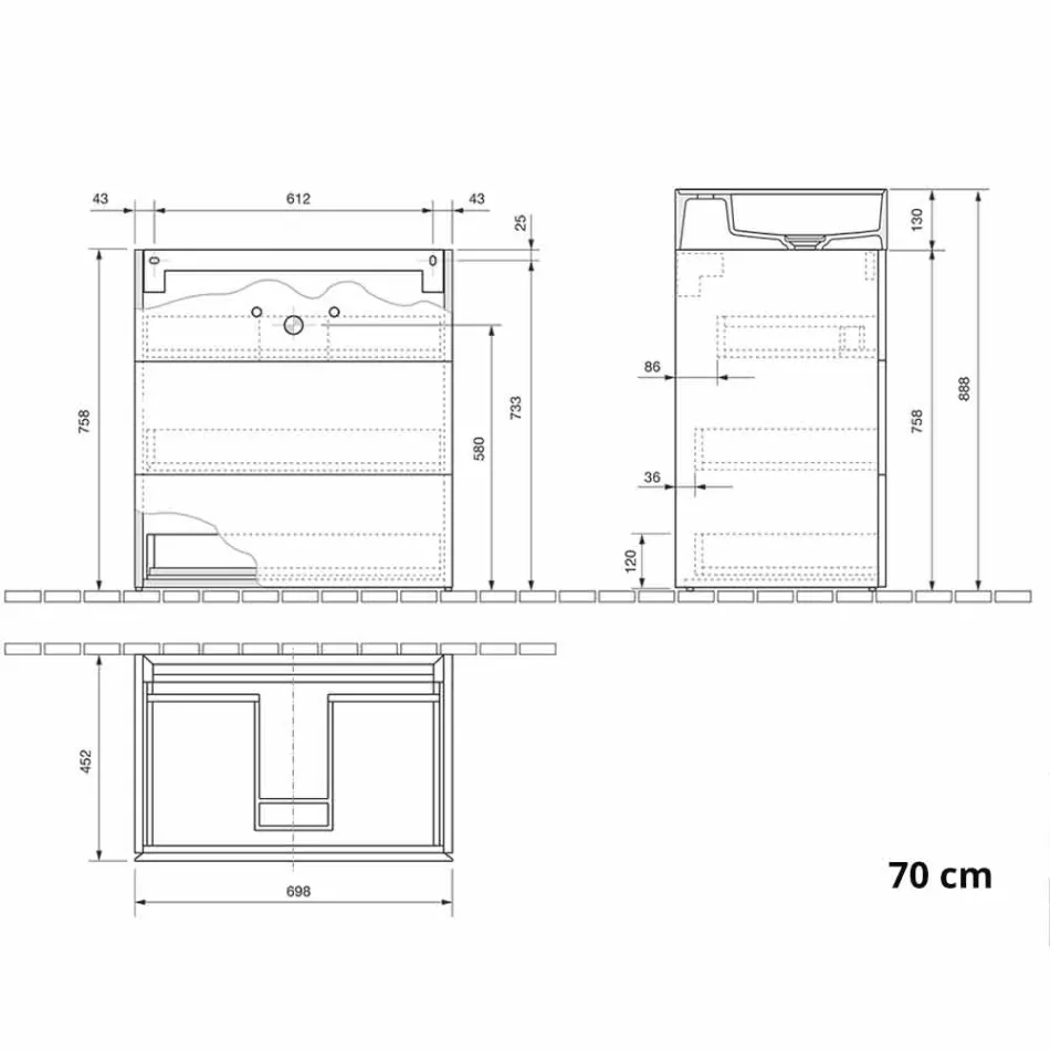 Modern Design Floor Bathroom Cabinet in Laminate with Resin Washbasin - Pompei Viadurini
