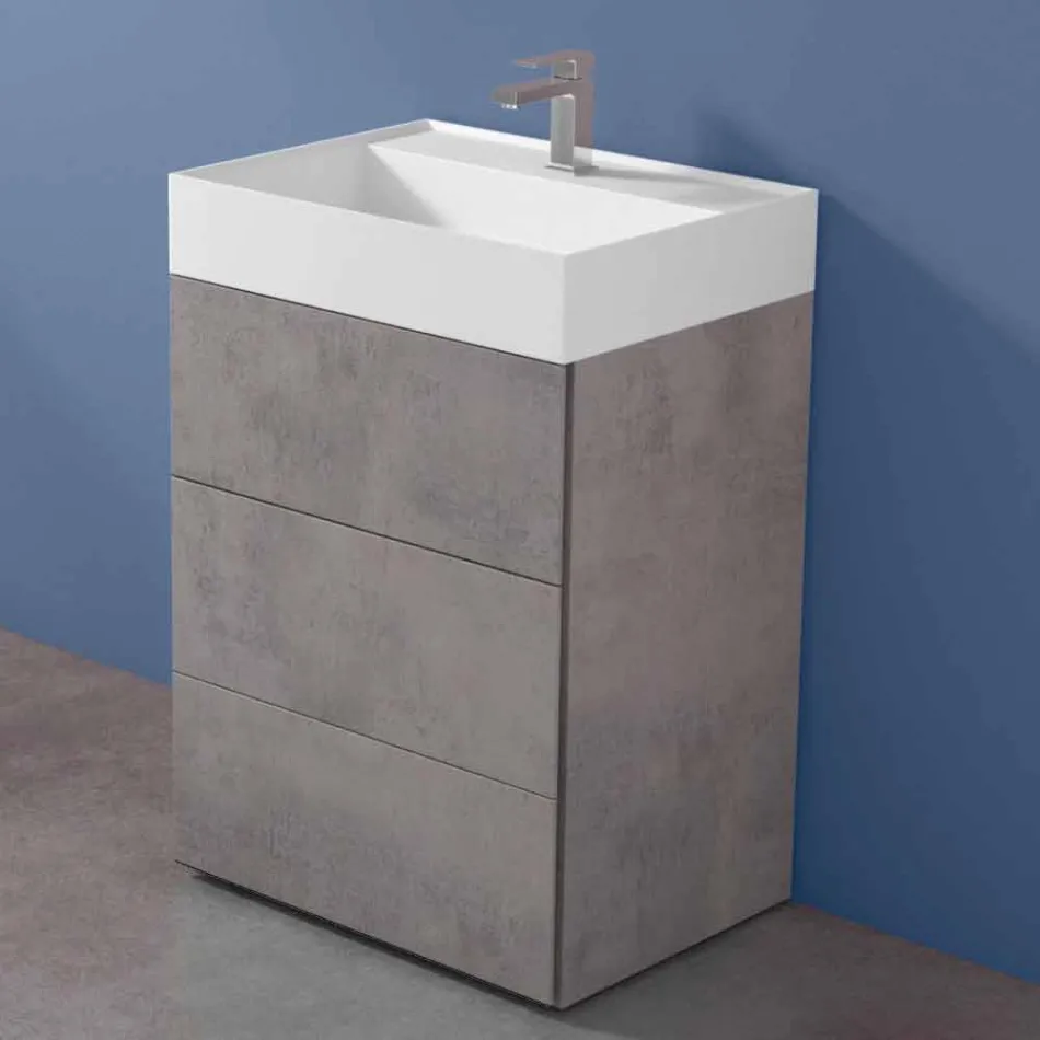 Modern Design Floor Bathroom Cabinet in Laminate with Resin Washbasin - Pompei Viadurini