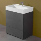 Modern Design Floor Bathroom Cabinet in Laminate with Resin Washbasin - Pompei Viadurini