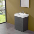 Modern Design Floor Bathroom Cabinet in Laminate with Resin Washbasin - Pompei