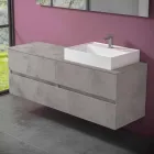 Modern Design Bathroom Cabinet with Right or Left Countertop Washbasin 4 Finishes - Alchimeo Viadurini