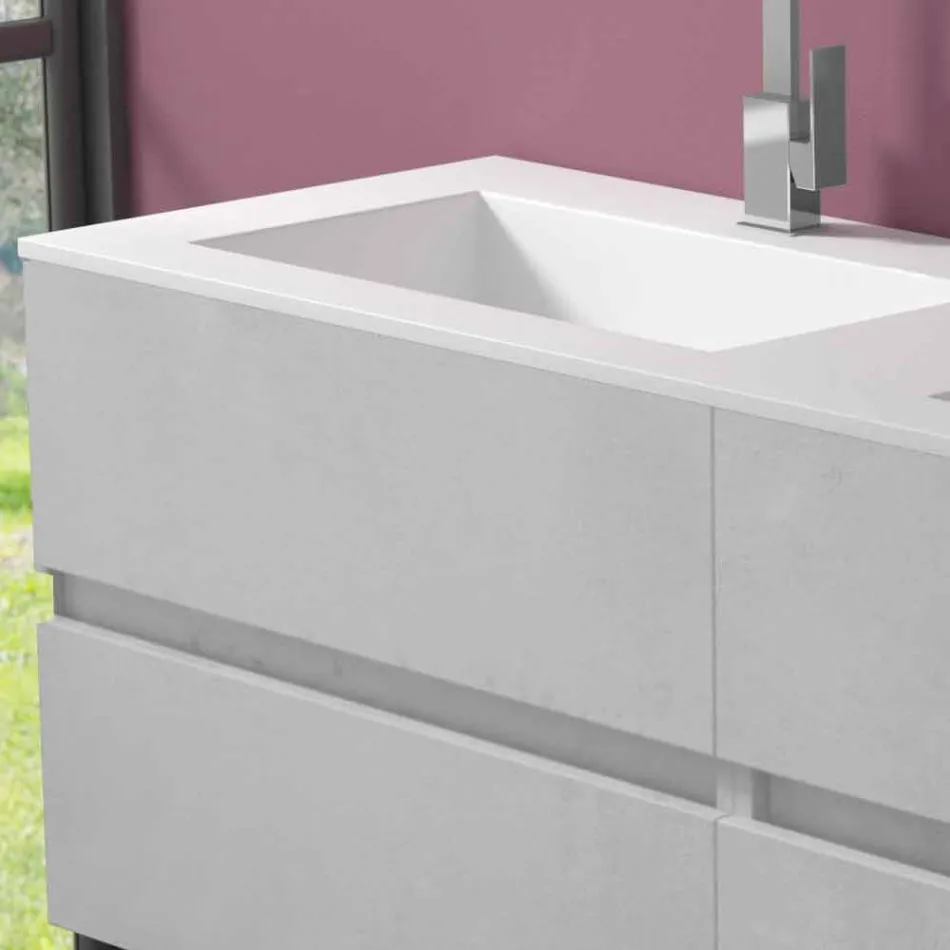 Double Washbasin Bathroom Cabinet, Modern Design Suspended in 4 Finishes - Doublet Viadurini