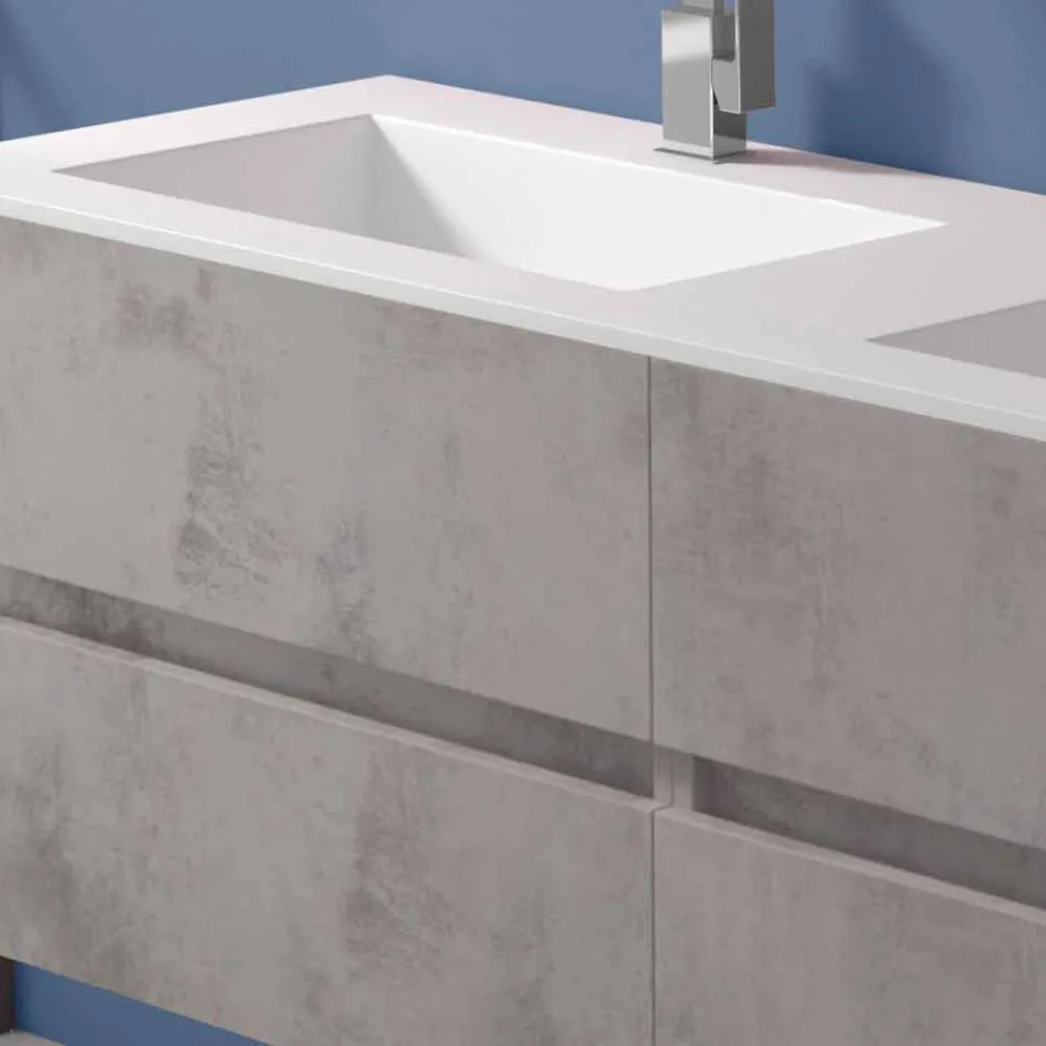 Double Washbasin Bathroom Cabinet, Modern Design Suspended in 4 Finishes - Doublet Viadurini