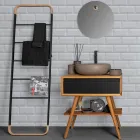 Modern Bathroom Cabinet with Wood Finish and Large Black Colour Top - Gatien Viadurini