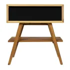 Modern Bathroom Cabinet with Wood Finish and Large Black Colour Top - Gatien Viadurini