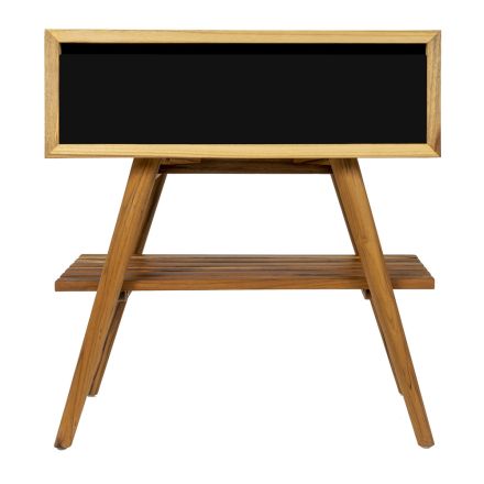 Modern Bathroom Cabinet with Wood Finish and Large Black Colour Top - Gatien Viadurini