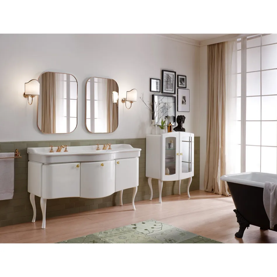 Single Colour Bathroom Cabinet with White Ceramic Washbasin - Sweets Viadurini